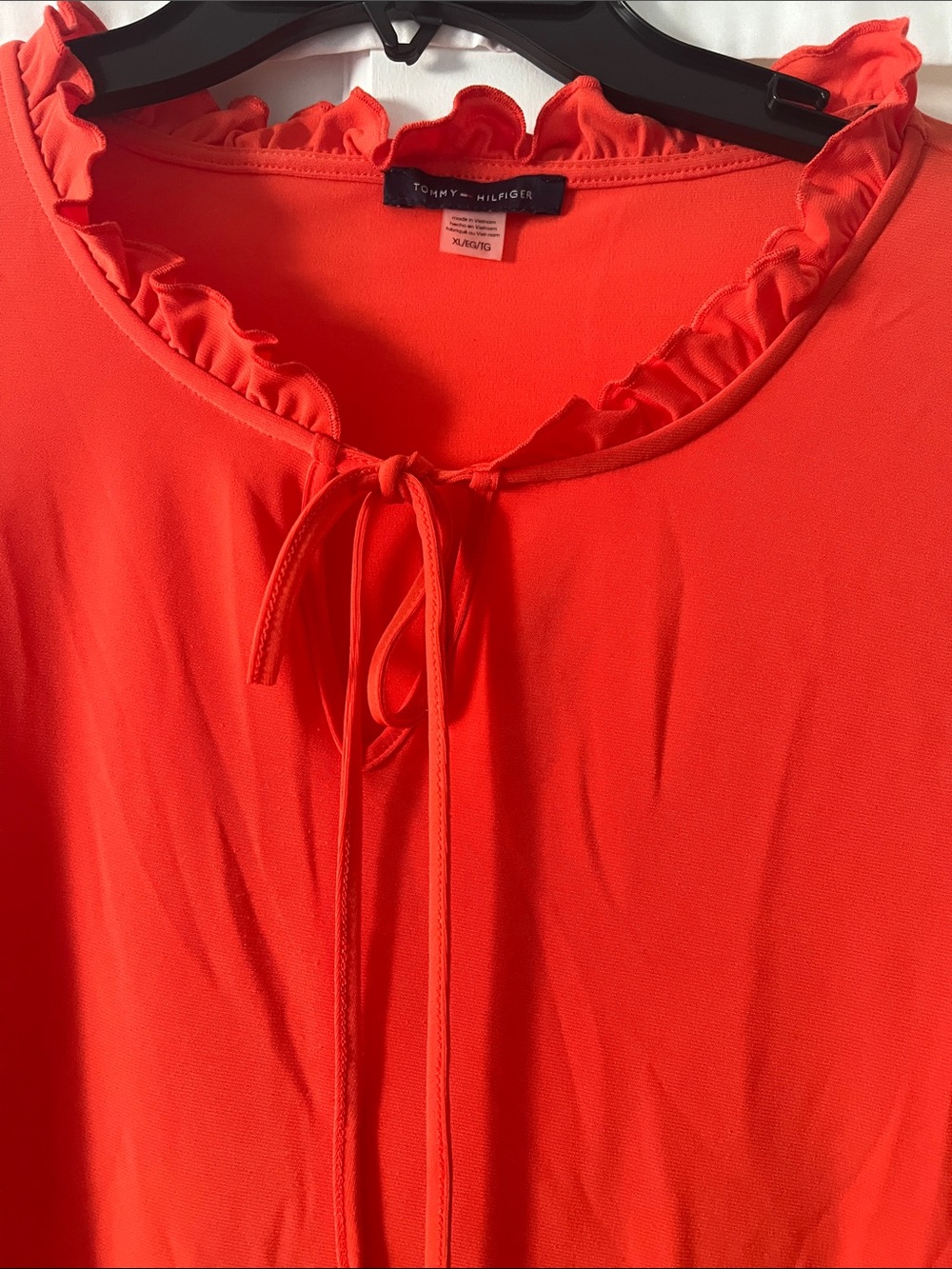 Tommy Hilfiger Orange Flutter Sleeve Ruffled Tie-Neck Women's Top Suze XL - Picture 6 of 9